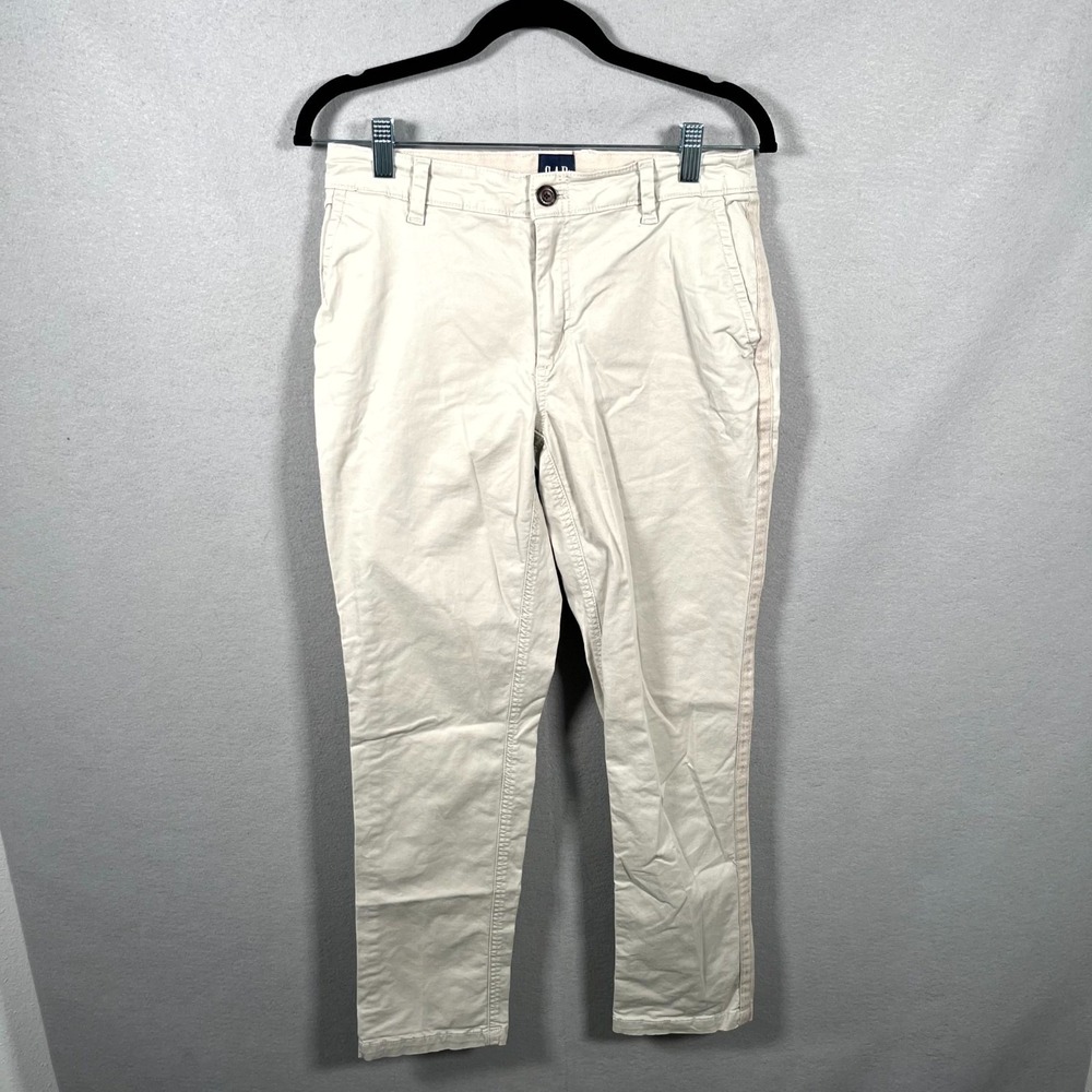 Gap Chino Pants Mens 31W White Slash Pockets Relaxed Fit Outdoor Straight‎ Leg
